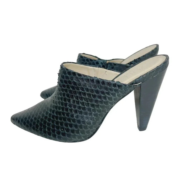 Able Grey Faux Snakeskin Heeled Mule Women's Size 8 - Picture 1 of 10